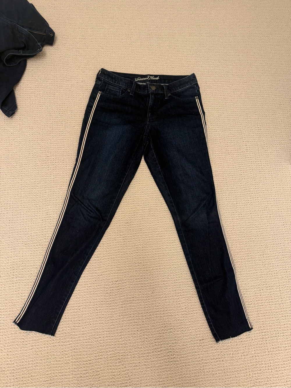Universal Thread Dark Blue Skinny Jeans with Side Stripes